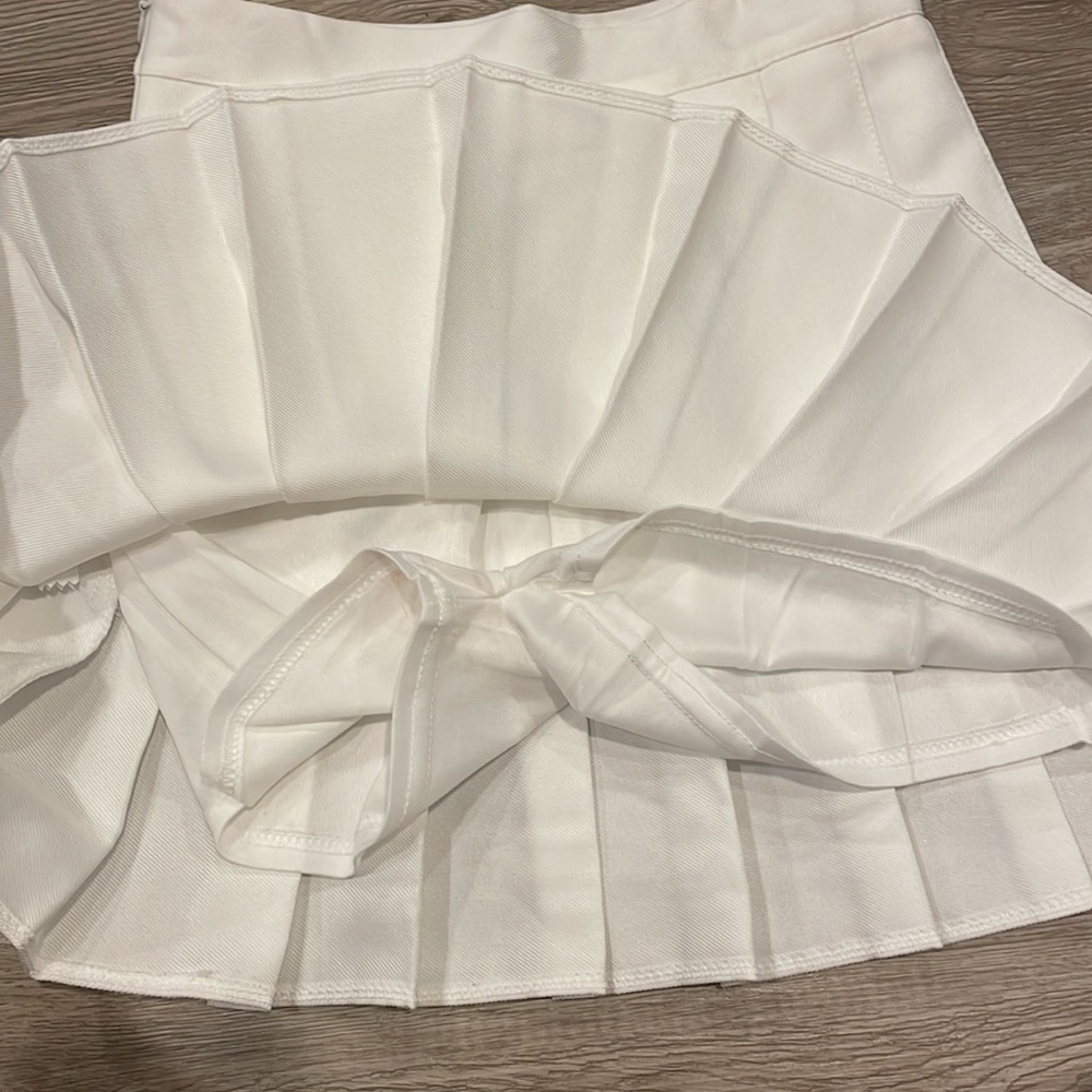 NEW White Pleated Short Skirt Skort shorts under skirt - Picture 6 of 7